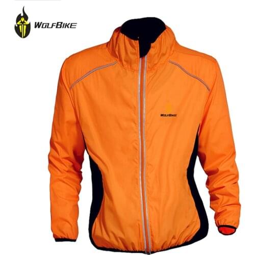 WOLFBIKE Men Winter Autumn Cycling Coat Windproof Road Bike Clothing Long Sleeve Jersey Wind Rain Waterproof Jacket, Orange