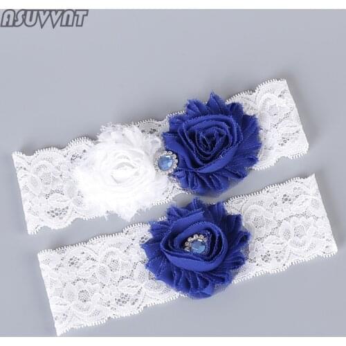 Fashion Women Garter Lace Leg Ring For Bride Sexy Garters Princess Blue Flowers Thigh Ring Bridal Garters For Wedding Dress Up