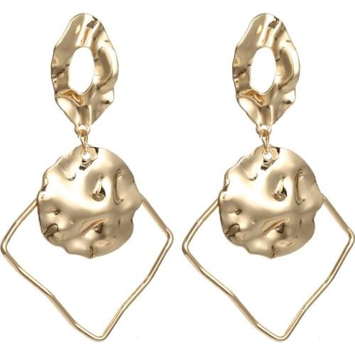 Fashion Creative Design Personality Exaggerated Irregular Geometric Double-Layer Hollow Square Earring Earrings Friends Gifts