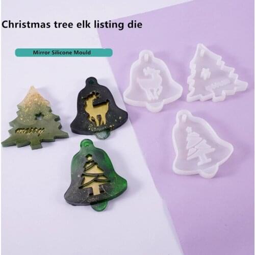 New Year Christmas Silicone Resin Mold Crystal Tree Elk Christmas Epoxy Mould Hang Pendant For Party Bag Decoration