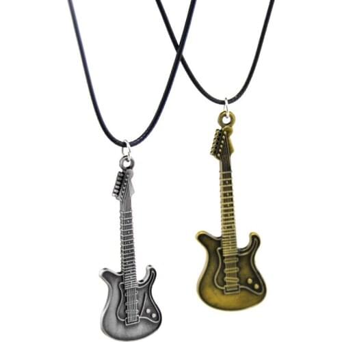 Original New Leather Chain Vintage Guitar Choker Necklace For Women Retro Gold Rock Guitar Pendant Necklace Female Jewelry Gift