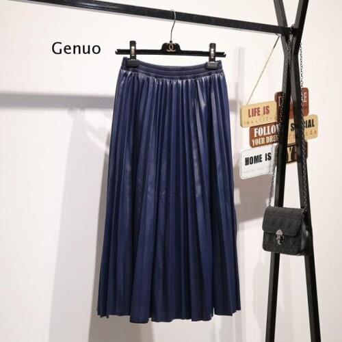 Autumn Winter Women Pleated Skirts 2021 Vintage High Waist Solid Velvet Skirt Casual Work Wear Midi Skirt Plus Size