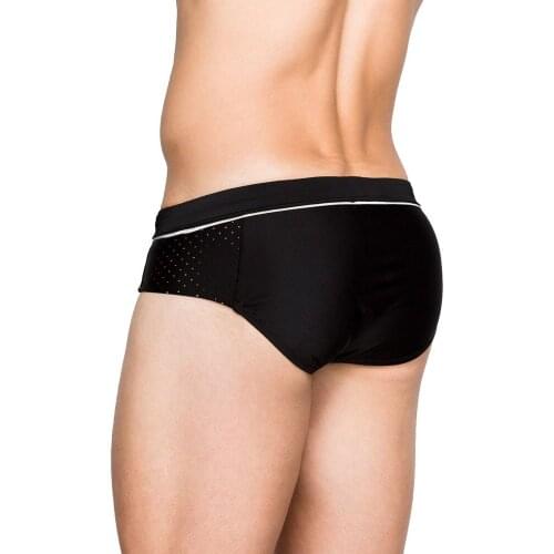 Swim Brief Men Swimwear Mesh Stitching Sexy Black Solid Paded Wave Point Triangle Swimming Trunks For Men Bikini Swimwear 2020