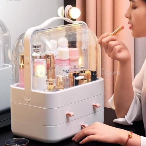 Simple Dust-proof Cosmetic Storage Box Desktop Storage Rack Household Large Dressing Table Skin Care Lipstick Rack