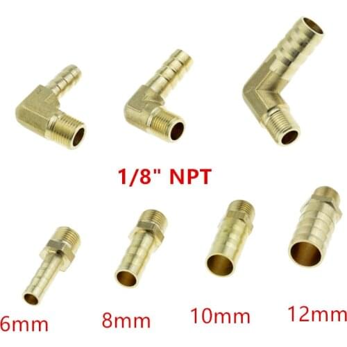Straight Or Elbow Brass Hose Pipe Fitting 6mm 8mm 10mm 12mm Barb Splicer 1/8" NPT Male Thread Copper Barbed Coupling Connector