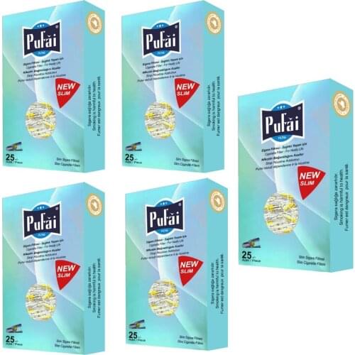 Pufai Ultra Slim Cigarette Filter Tubes Compatible 5mm 6mm 125 Piece 5 Boxes Turquoise