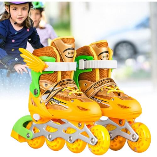 Roller Skates For Children Single Flash Inline Skates Outdoor Childrens Practice Roller Skates Skating Shoes Adjustable Skates