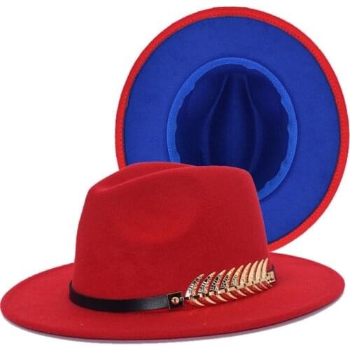 Necklace woolen hat womens two-tone fedora hat stage performance hat male jazz hat banquet top hat women tide hat wholesale