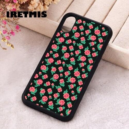 Iretmis 5 5S SE 2020 Phone Cover Case for iPhone 6 6S 7 8 Plus X Xs XR 11 12 Mini Pro Max Silicone TPU Simple Pixel Rose Pattern