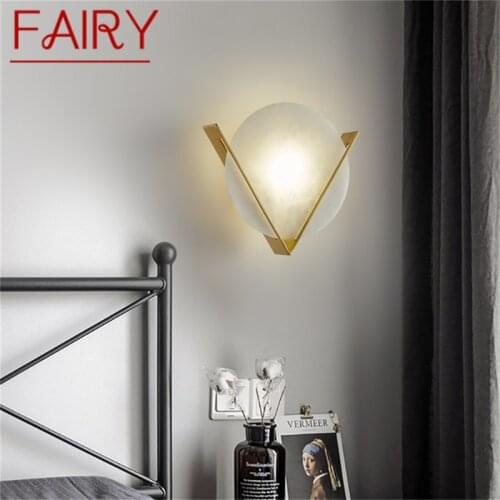 FAIRY Brass Sconce Wall Lamp Modern Luxury Design Marble LED Light Balcony For Home Living Room Corridor