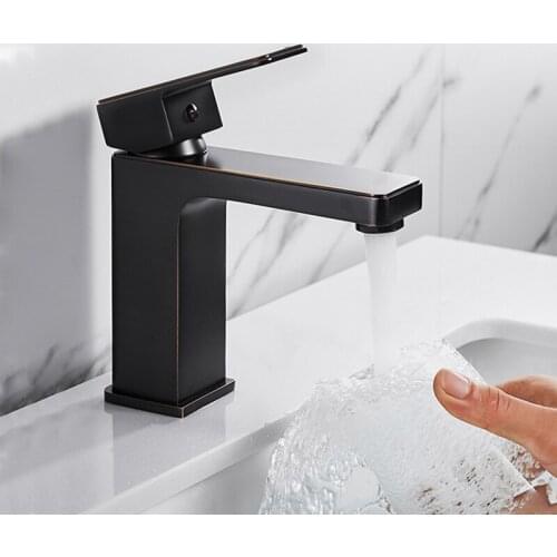 Basin Faucets Retro Black Bronze Faucet Tap Bathroom Sink Faucet Single Handle Hole Deck Vintage Wash Hot & Cold Mixer Tap Crane