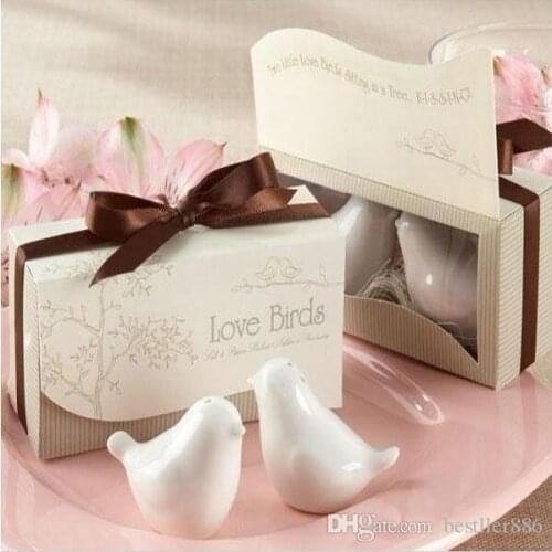 Wedding Favors and Gifts Love Birds Ceramic Salt & Pepper Shakers Caster Wedding Supplies Souvenirs Wedding Gifts For Guests