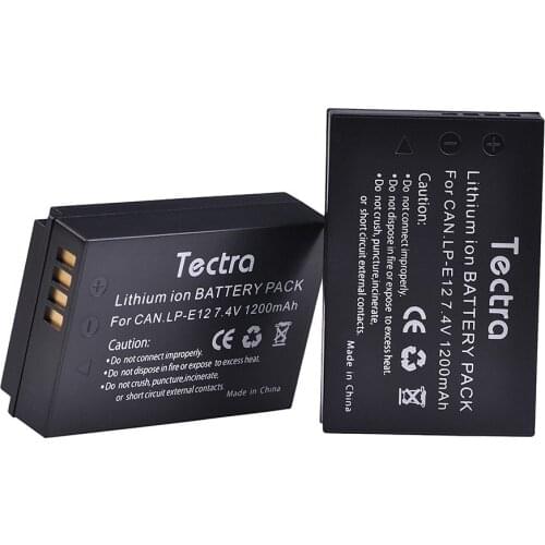 Tectra LP-E12 LPE12 LP E12 Battery batterie+Wall Charger with Car Cable for Canon EOS M50 M100 100D Kiss X7 Rebel SL1 DSLR
