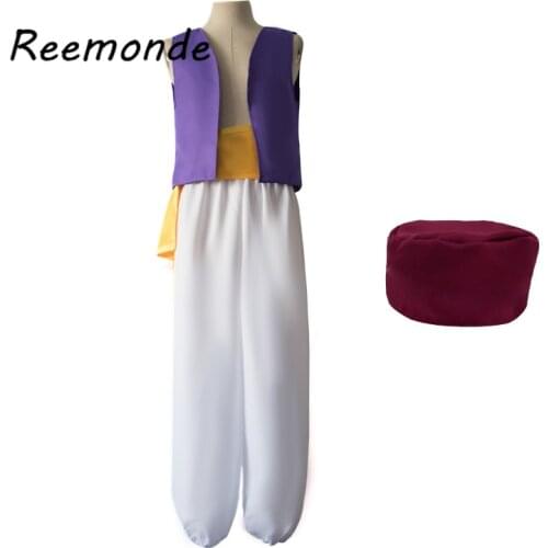 Adult Aladdin Costumes Men Aladdin Costume Lamp Prince Cosplay Suits Mens Antique Masquerade Party Show Clothes Hat Suit