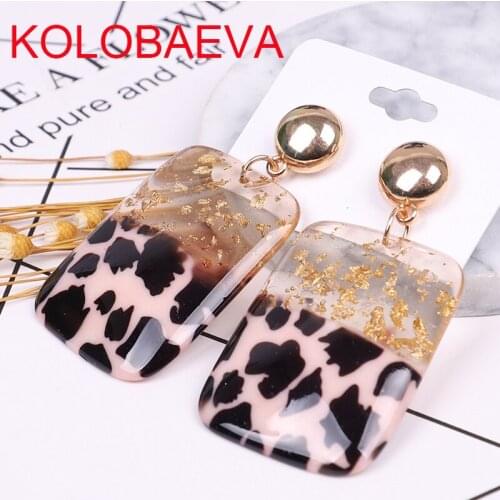 Vintage Leopard Pattern Acrylic Earrings Womens Jewelry Statement Gold Earrings Boho Fashion Hanging Punk Earrings Wholesale CC