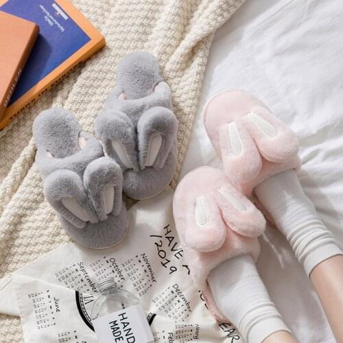Women Winter Home Slippers Cartoon Rabbit Shoes Non-slip Soft Winter Warm House Slippers Indoor Bedroom Lovers Couples Slippers