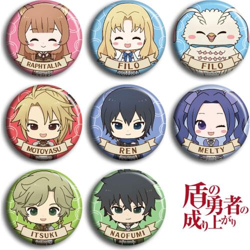 Anime The Rising of the Shield Hero Raphtalia Tate no Yuusha no Nariagari Cosplay Bedge Cartoon Pins Brooch Collect Bags Badge