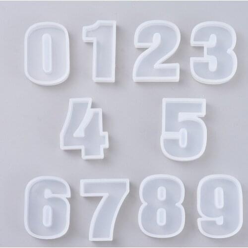 1pc DIY 0~9 Number Silicone Molds Epoxy UV Resin for jewelry Pendants making Mold Tools White Color