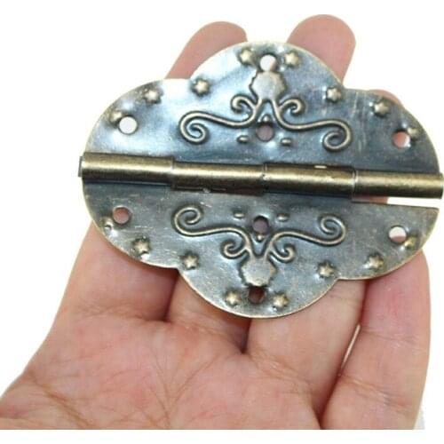 Bronze Tone Cabinet Door Hinge,Door Pattern Carved Star Hinges DIY Box,8 Holes Bag Accessory With Screws,69*53mm,20Pcs