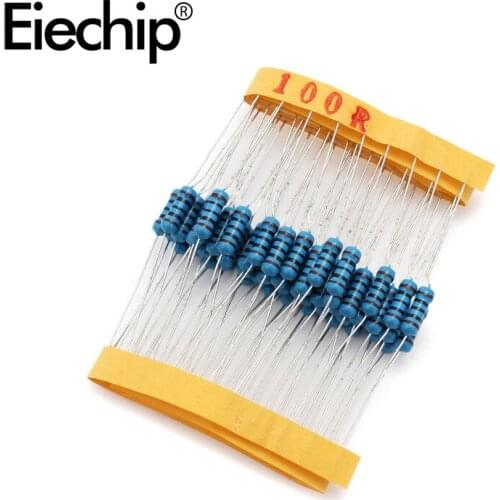 100pcs/lot 0.5W 1 ohm 1% Metal film resistor 1/2W resistance 100R Electronic resistors