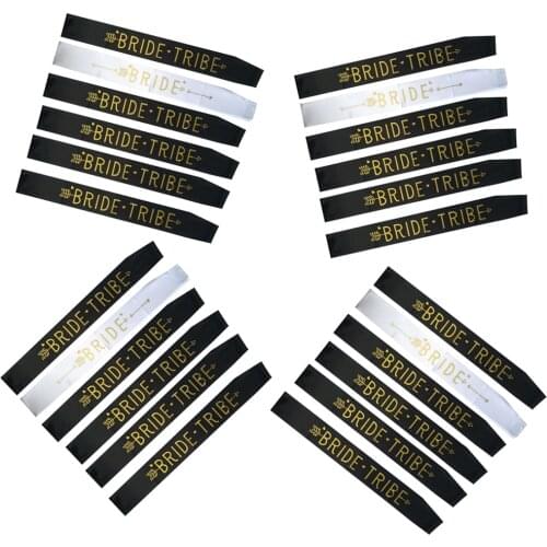 24pc/Pack Bride Sash Bride Tribe Sash For Hen Do Party Ornaments Black+white