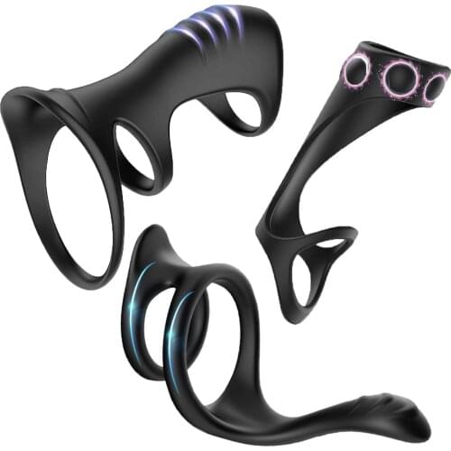 3 Types Silicone Dual Cock Ring Stimulate Perineum Prostate Massage Penis Ring Delay Ejaculation Sex Toys For Men