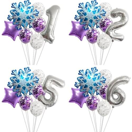 7Pcs/set Happy Birthday Number Balloon Decoration For Kids Snowflake Balloon Christmas Decoration Globos
