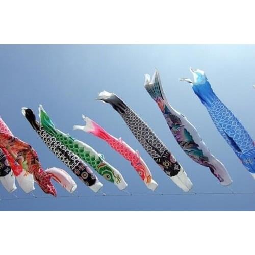 70cm/ 27.6 inch Japanese Windsock Carp Flag Koi Nobori Sailfish Boys Day Decor 5 Colors/ 1 Set