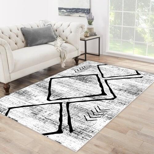 White black grey color black grey quadrangular patterned carpet modern carpet living room bedroom rug free shipping soft texture