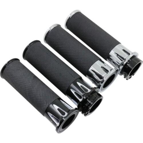 Black Silver CNC 1'' 25mm Rubber Handlebar Hand Grips For Honda Dyna Fatboy EFI FLSTL Kawasaki Vulcan 2000 Suzuki C50