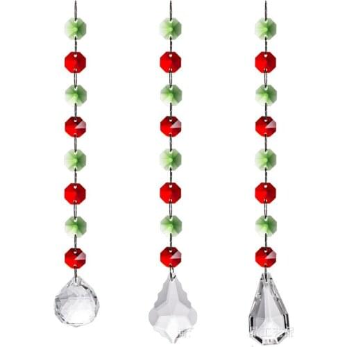Camal 1pcs Hanging Octagonal Beads Clear 30mm Crystal Prisms Suncatcher Light String Pendant Home Ornament Chain Chandelier