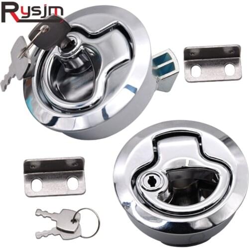 Boat Yacht Car RV Door push lock with Key kit Stainless Steel Door Lock 2" Flush Pull Slam Latch RV Deck Hatchs marine hardware