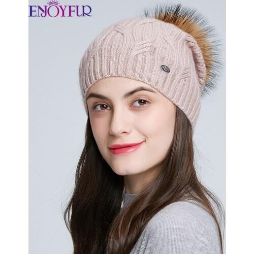 ENJOYFUR Women's Hats With Pompoms