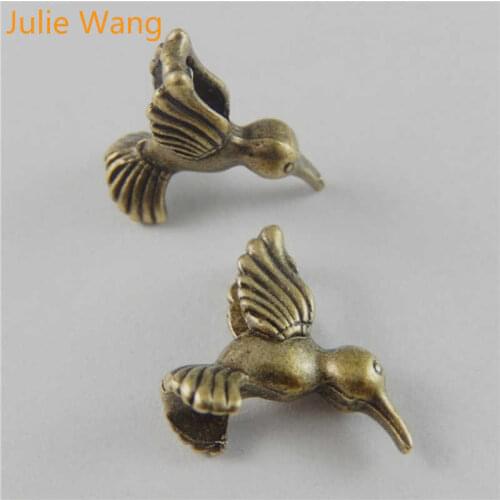 Julie Wang 15PCS Birds Alloy Antique Bronze Charms Pendants Earring Necklace Finding Jewelry Making Accessory