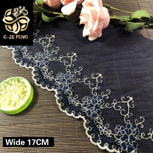 17 CM Wide Lace Fabric For Dress Flowers Lace Hollow Embroidered Ribbon Collar Trim DIY Apparel Dress Decoration