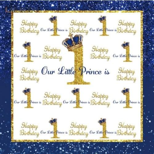 Laeacco Blue Border 1st Birthday Crown Party Prince Baby Shower Child Photozone Portrait Photo Background Photo Backdrops