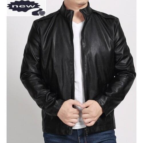Fashion Mens Faux Sheepskin Jacket Stand Collar Business Man Casual Pu Leather Outwear Coat Plus Size 7XL Biker Jackets