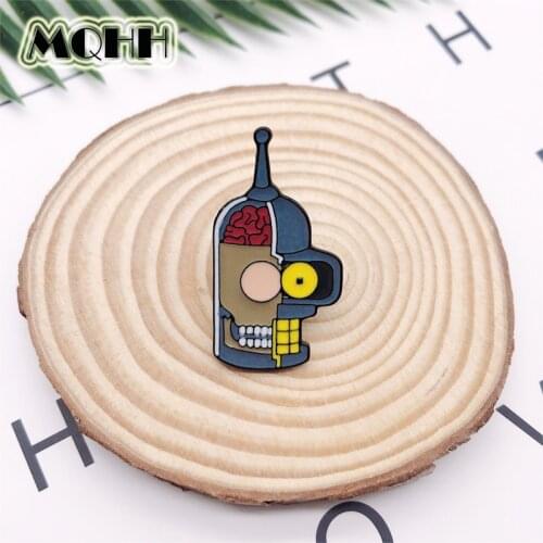 Cartoon Fun Alien Skeleton Eye Teeth Enamel Brooch Alloy Badge Clothes Bag Pin Punk Woman Jewelry Gift For Friends