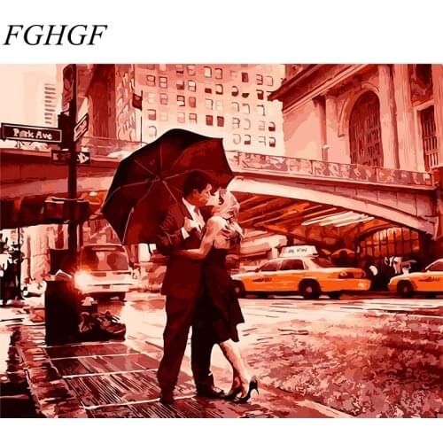 FGHGF Frameless Paris Romantic Street DIY Painting By Numbers Modern Wall Art Canvas Hand Painted Oil Painting