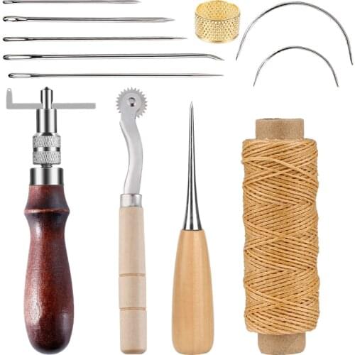 KAOBUY Leather Sewing Kit With Large-Eye Stitching Needles, Waxed Thread, Leather Sewing Tools For DIY Leather Craft