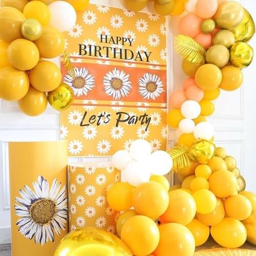 109pcs Balloon Garland Set Spring Theme Flowers Birthday Party Balloons Lemon Yellow Balloon Kids Baby Shower Girl 100 Days
