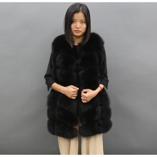 Genuine fur vest winter jacket coat women real fox fur coat natural big fur coat sex lady outdoor thick warm plus size overcoat