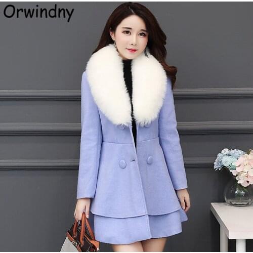Orwindny Fashion Winter Jacket Womens Double Breasted Long Wool Coat Solid Color Slim Female Woolen Jacket Autumn Sweet Clothes