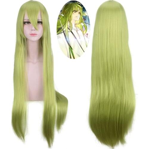100cm Anime Game Fate/Grand Order Apocrypha Cosplay FGO Enkidu Wig Role Playing Wigs Halloween Cosplay Long Green Hair