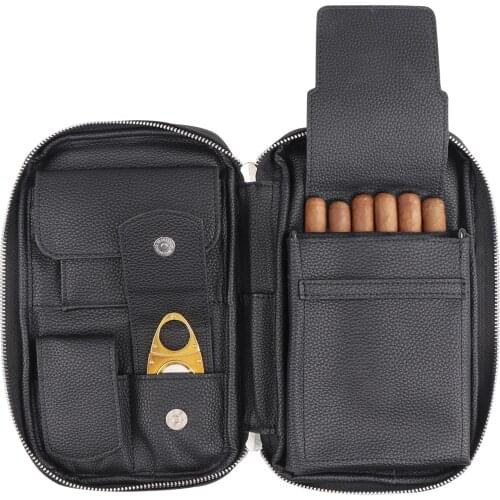 6 Cigars Genuine Leather Cigar Bag Case Smoking Cigar Humidor Case Box Travel Portable Cuban Cigars Storage Bag