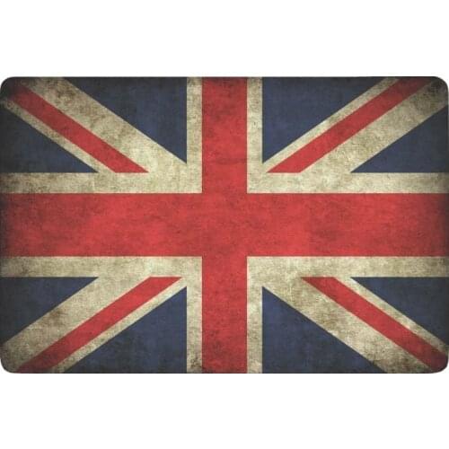 Union Jack Flag Anti-slip Door Mat Home Decor, Grunge Flag of United Kingdom Indoor Outdoor Entrance Doormat