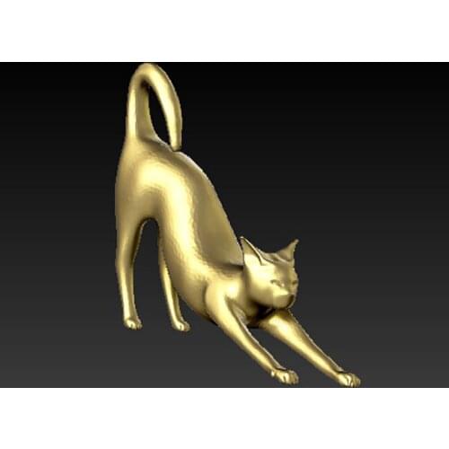 A stretched cat 3d model for cnc machine in STL file format