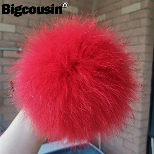 Real Fox Fur Pompoms 1PC Fluffy Dark Red 13cm Fur Balls Natural Fur Pom Pom For Knitted Hat Cap Beanies Scarf Key Chain