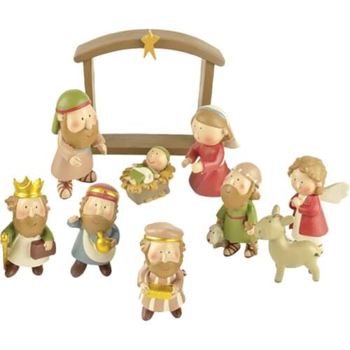 Christmas Nativity Scene Statue for Home Office Bookshelf TV Stand Decoration