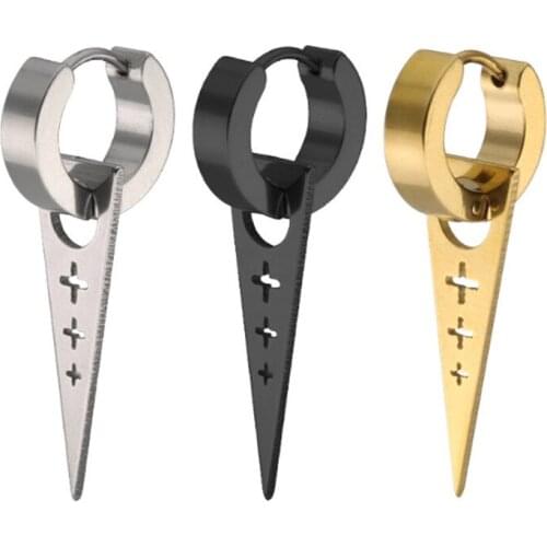 New Gold Silver Color Spike Stud Earrings For Women Men Punk High Quality Cross Ear Piercings Stainless Steel Fashion Jewelry